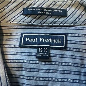 Paul Fredrick Navy and White Striped Shirt
